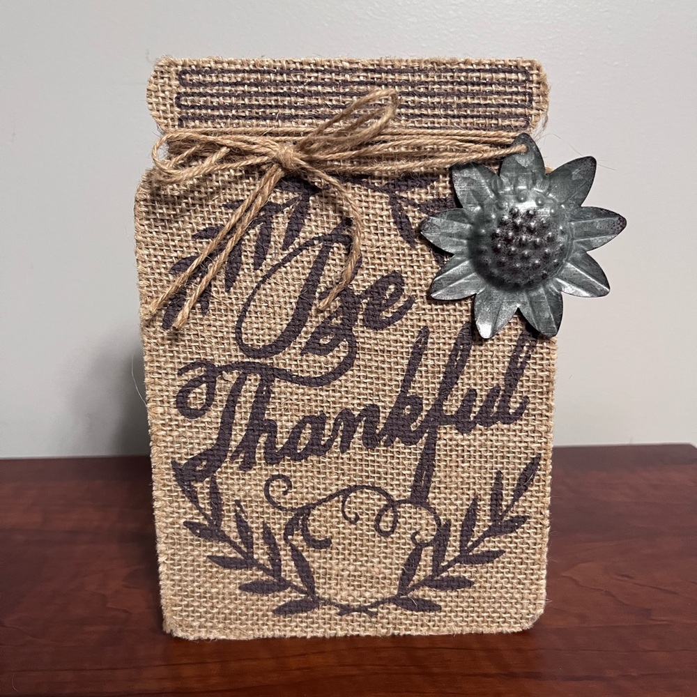 Rustic Burlap Wall Decor with Metal Flower